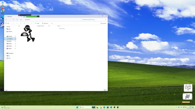 A stickman enemy perched on top of an open File Explorer window while the fighter closes in