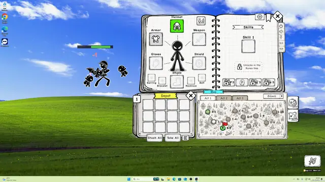 The depot screen filled with dozens of collected items ready to be merged